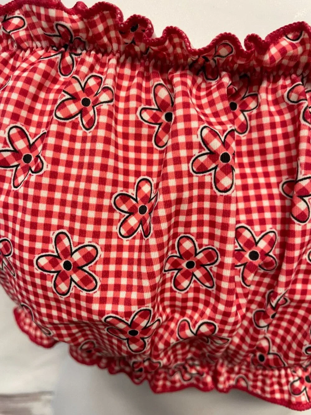 Pink by Frankie's bikinis Ladybug Lane gingham bandeau swim top